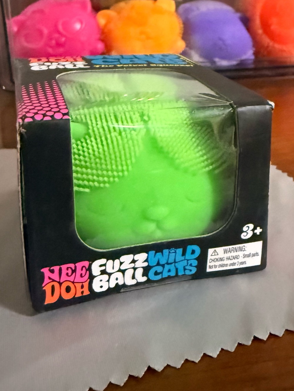 Authentic NeeDoh Fuzz Ball Cats squishy peace pattern